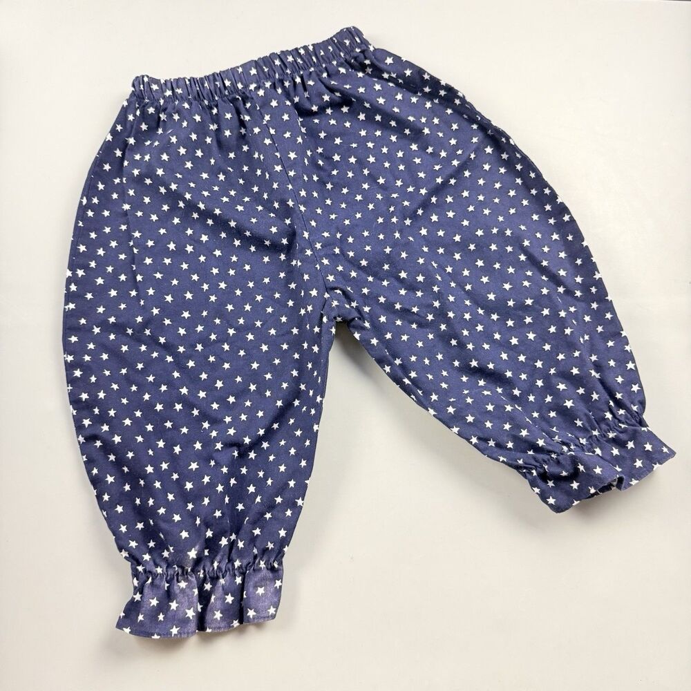vtg 90s Chicken Noodle Girls Star Print Ruffle Pants Blue 4T Made USA
